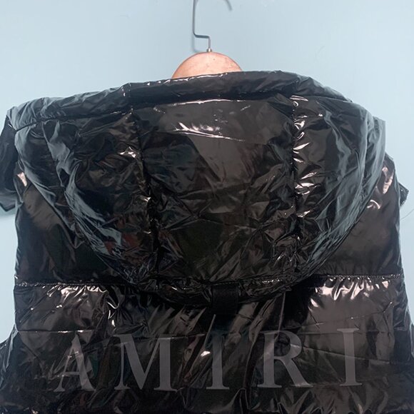 Amiri Smooth Grain Black Leather Down Vest - Picture 8 of 8